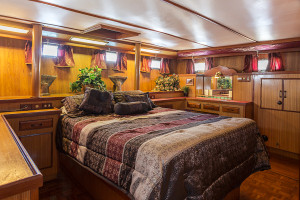 The bed in the Master Stateroom