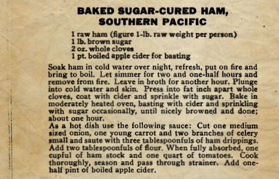 Baked Sugar-Cured Ham, Southern Pacific Recipe
