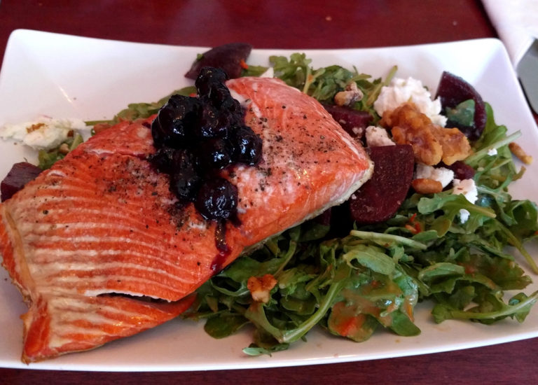 A plate of salmon caught in the Pacific Northwest