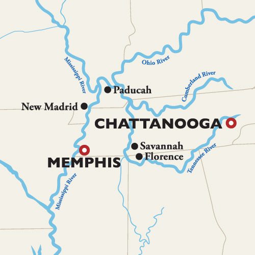 Memphis to Chattanooga Itinerary Map