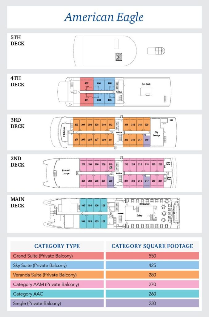 american eagle cruise ship itinerary