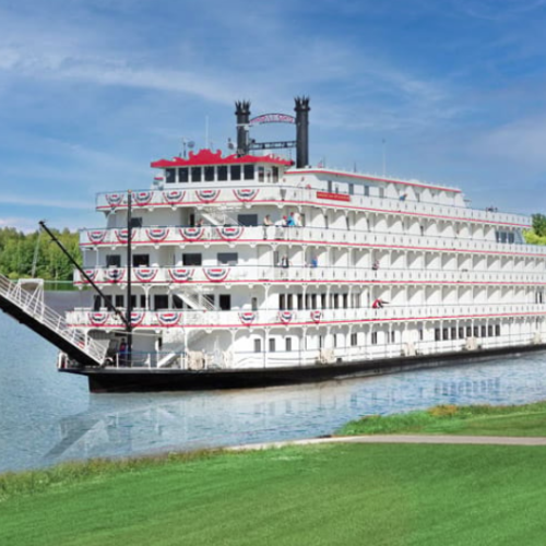 Paddlewheel cruise ship on the river
