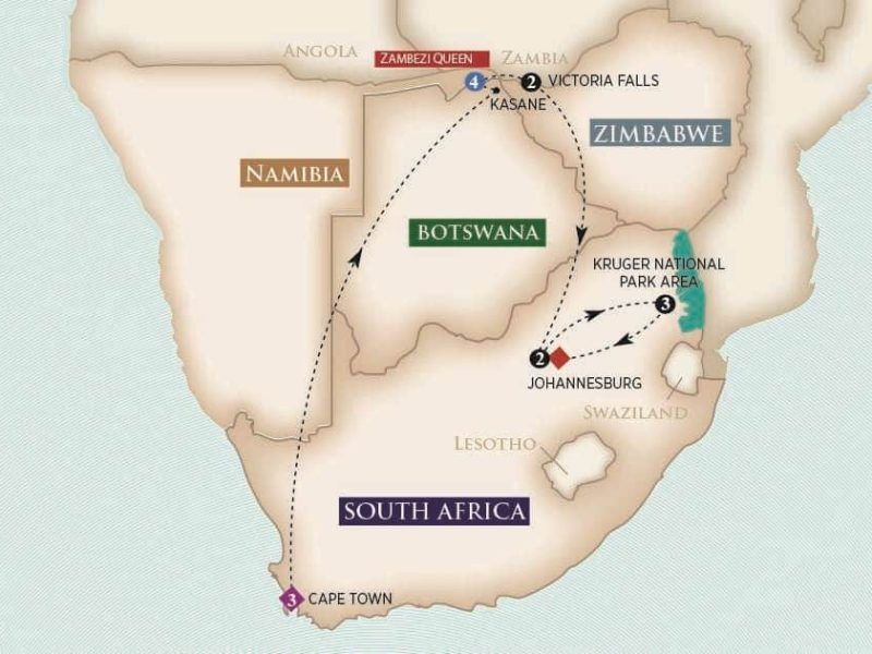 map of African river cruise