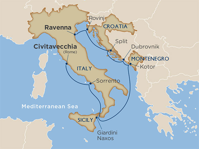 Windstar Dalmatian Italy cruise map