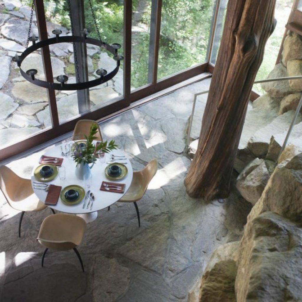 overhead look inside Manitoga the Russel Wright home in Hudson Valley