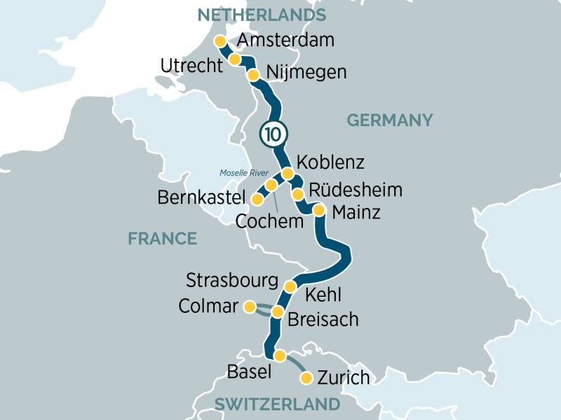 emerald cruise Amsterdam to Basel Rhine castles