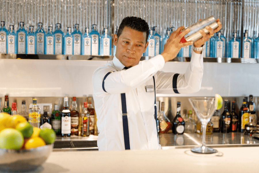 mixing cocktails on cruise ship