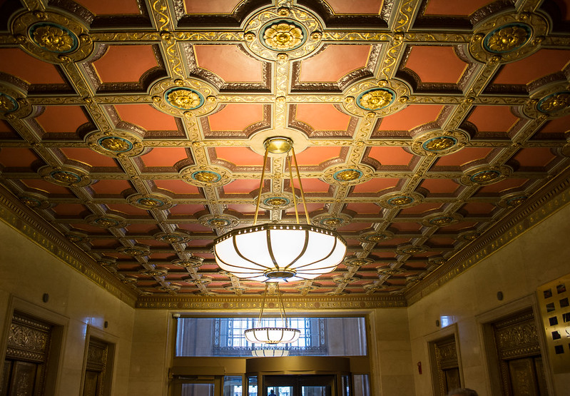 Cleveland Tower City Center elegant elevator lobby ceiling