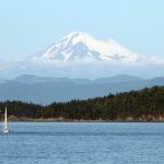 Mount Baker Puget Sound water with sailboat