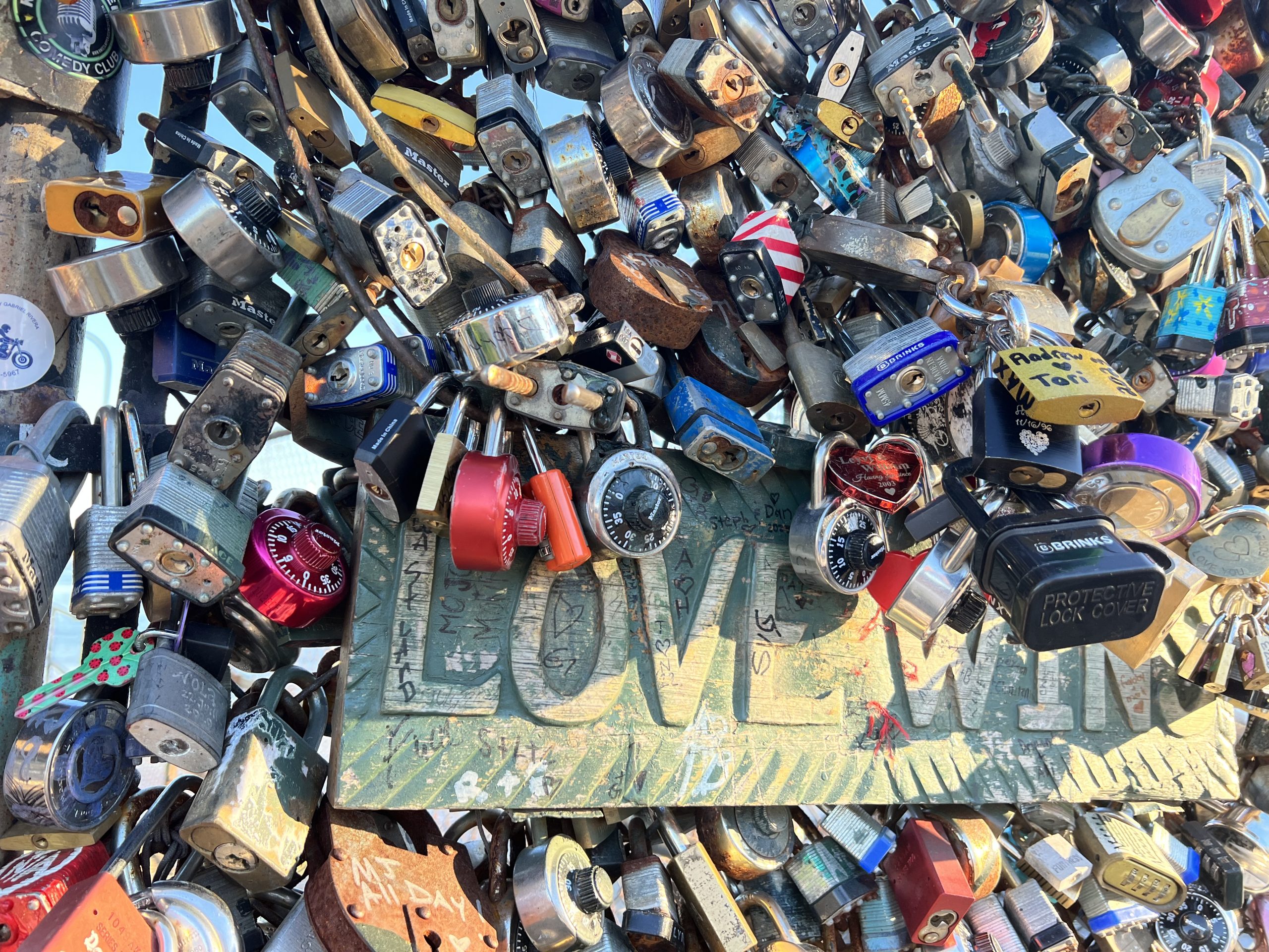 Love Wins padlock art piece in New Orleans