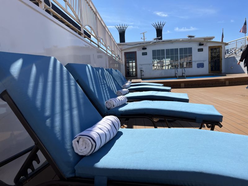 pool lounge area on the American Queen cruise ship