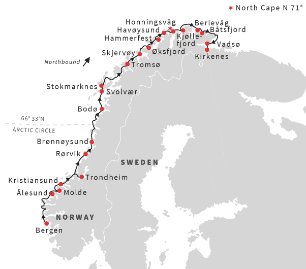 Norway Cruise 7 Day Norway Voyage North USA River Cruises   Map Norway North 