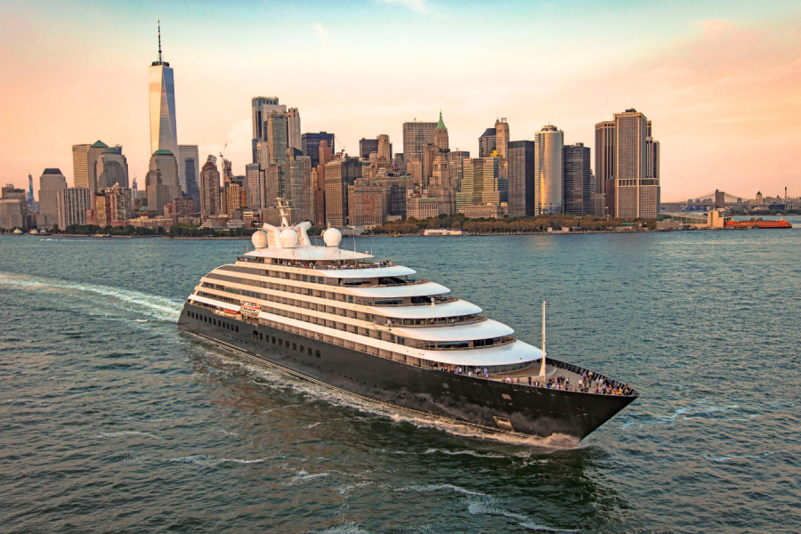the scenic eclipse luxury yacht cruise ship near a big city
