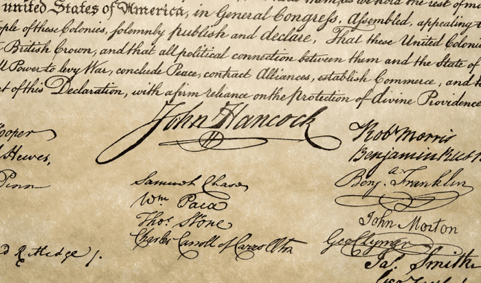 William Paca signature on the Declaration of Independence